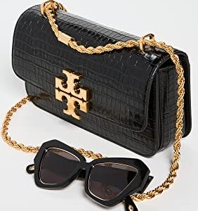 Tory Burch Women's Eleanor Embossed Small Convertible Shoulder Bag, Black, One Size