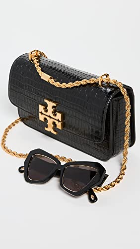 Tory Burch Women's Eleanor Embossed Small Convertible Shoulder Bag, Black, One Size