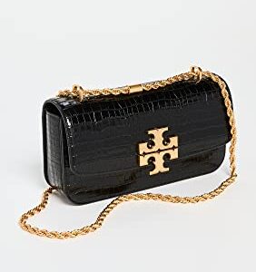 Tory Burch Women's Eleanor Embossed Small Convertible Shoulder Bag, Black, One Size