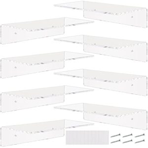 vinsot 8 pack acrylic floating shelves 12 inch clear acrylic shelf acrylic wall display shelf 4 mm thick invisible acrylic book shelves for bedroom, living room, bathroom, office wall (8 pack)