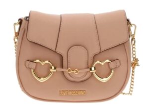 love moschino pink leather crossbody handbag with heart hardware