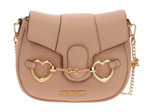 Love Moschino Pink Leather Crossbody Handbag with Heart Hardware