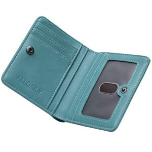 alldaily women’s rfid blocking small compact bifold pocket wallet ladies mini purse with id window (purist blue)