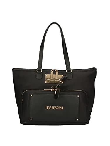 Love Moschino Women's Black Nylon Tote with Leather Trim