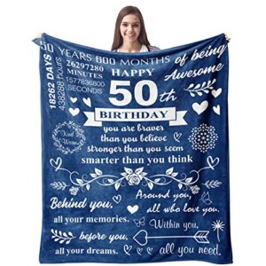 cujuyo 50th birthday gifts for women men blanket 60″x50″,happy 50th birthday decorations men throw blanket,1973 birthday gifts for men blankets throws,50 year old gifts for men,cheers to 50 years gift