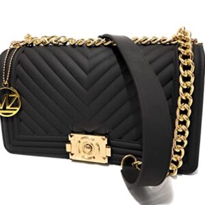 MariaKinz Jelly Crossbody/Shoulder Purse (Black Chevron)