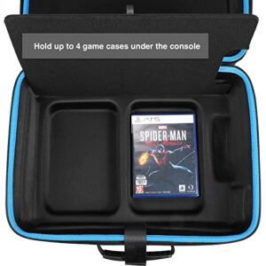 ZENACCE Hard Carrying Case Compatible with PS5, Full Size Protective Travel Bag Fits PlayStation 5 Console with Base On, DualSense Controllers, Pulse 3D Headset and Other Accessories