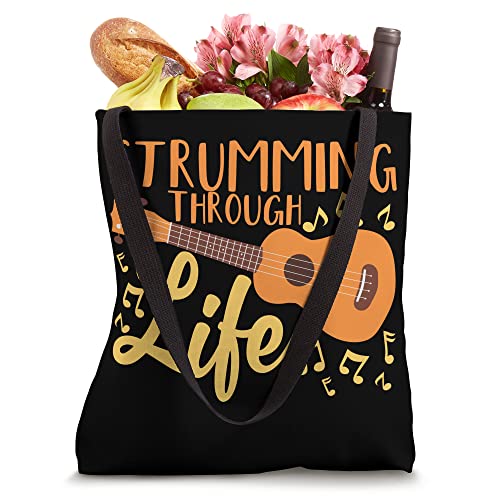 Strumming Through Life Guitar Uke Music Teacher Ukulele Tote Bag