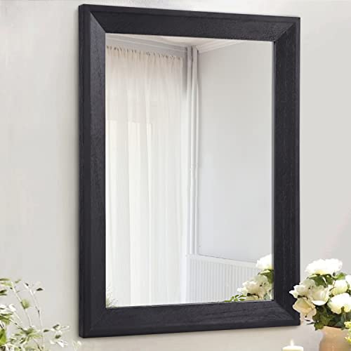 AAZZKANG Wall Mirror Black Rectangle Rustic Wood Mirror Decorative Hanging Mirror for Bathroom Bedroom Farmhouse