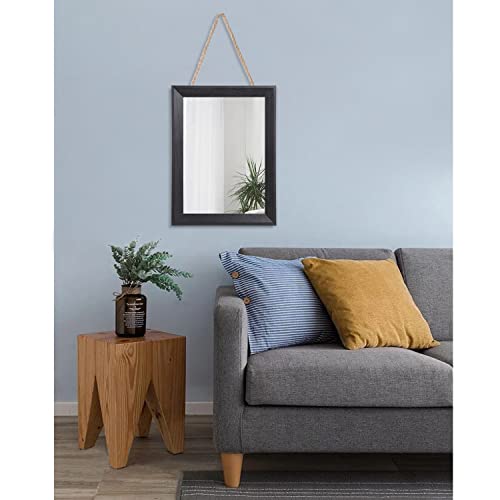 AAZZKANG Wall Mirror Black Rectangle Rustic Wood Mirror Decorative Hanging Mirror for Bathroom Bedroom Farmhouse