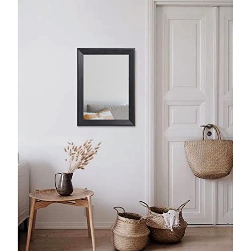 AAZZKANG Wall Mirror Black Rectangle Rustic Wood Mirror Decorative Hanging Mirror for Bathroom Bedroom Farmhouse