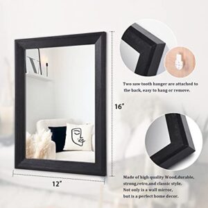 AAZZKANG Wall Mirror Black Rectangle Rustic Wood Mirror Decorative Hanging Mirror for Bathroom Bedroom Farmhouse