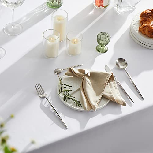 MYSKY HOME White Tablecloths for Rectangle Tables - 60 x 102 Inch Table Cloth Washable Fabric for 6 Foot Table Polyester Tablecloth Decor for Buffet Table, Parties, Holiday Dinner, Wedding