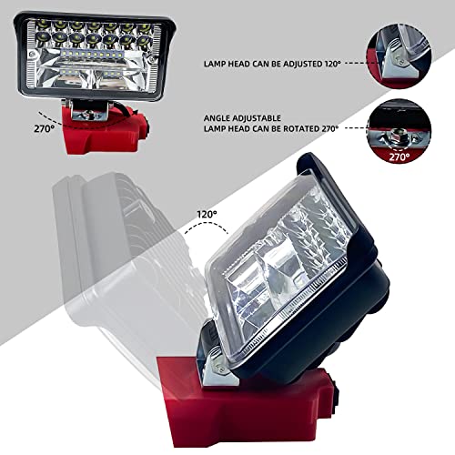 108W Super Bright Work Light Adjustable LED Cordless Work Light for Milwaukee, Compatible with Milwaukee 18V Lithium Batteries, 5400LM for Outdoor Camping Garage Construction Vehicle Lighting