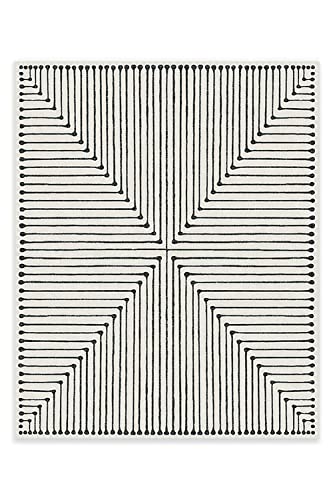 RUGGABLE x Jonathan Adler Washable Rug - Perfect Modern Area Rug for Living Room Bedroom Kitchen - Child Friendly - Stain & Water Resistant - Inkdrop Black & Ivory White 8'x10' (Standard Pad)