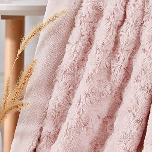 Vangao Throw Blanket Rose Pattern Design Cozy Fuzzy Texture Hypoallergenic for Couch Chair Bed Dimensional Light Weight Luxurious Blanket 50x60, Pink