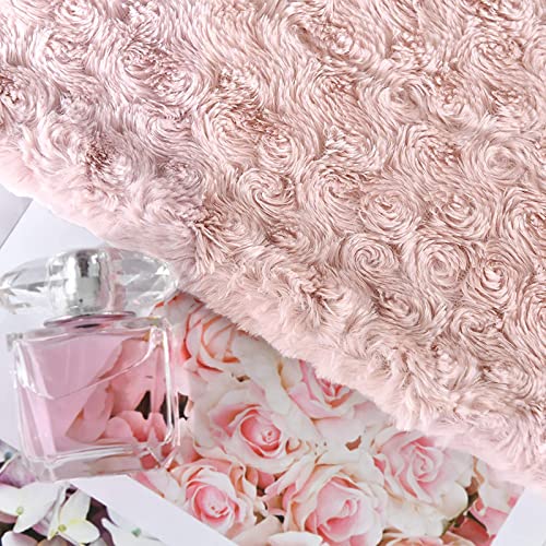 Vangao Throw Blanket Rose Pattern Design Cozy Fuzzy Texture Hypoallergenic for Couch Chair Bed Dimensional Light Weight Luxurious Blanket 50x60, Pink