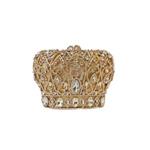debimy crown clutch purse for women glittering rhinestone crystal evening bag handbags wedding party shoulder bag, gold