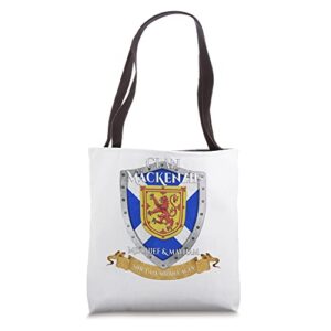 mackenzie scottish family clan scotland shield tote bag