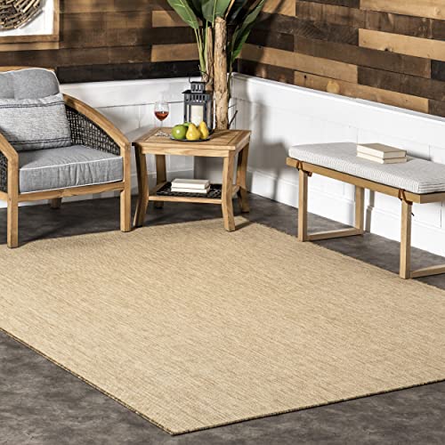 nuLOOM Easy-Jute Nakia Solid Indoor/Outdoor Area Rug, 9' 6" x 12', Natural