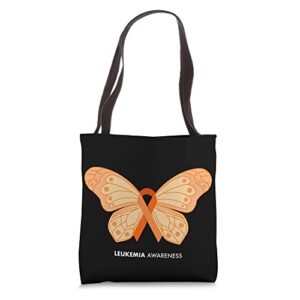 leukemia awareness shirts for kids, orange ribbon butterfly tote bag