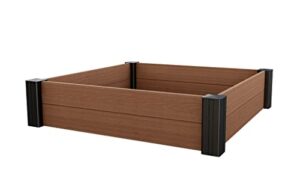 keter vista modular raised garden bed durable outdoor planter for vegetables flowers, herbs, and succulents, brown