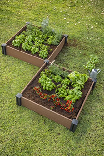 Keter Vista Modular Raised Garden Bed Durable Outdoor Planter for Vegetables Flowers, Herbs, and Succulents, Brown