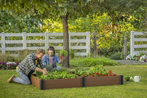 Keter Vista Modular Raised Garden Bed Durable Outdoor Planter for Vegetables Flowers, Herbs, and Succulents, Brown