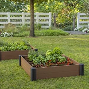 Keter Vista Modular Raised Garden Bed Durable Outdoor Planter for Vegetables Flowers, Herbs, and Succulents, Brown