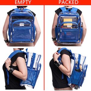 SHYLERO Clear Backpack For Work XL - Heavy Duty School Bookbag has TSA Lock - 2-WAY Zip - Transparent PVC - H18''xW14''xD8