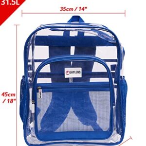 SHYLERO Clear Backpack For Work XL - Heavy Duty School Bookbag has TSA Lock - 2-WAY Zip - Transparent PVC - H18''xW14''xD8