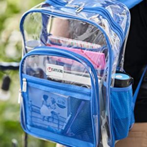 SHYLERO Clear Backpack For Work XL - Heavy Duty School Bookbag has TSA Lock - 2-WAY Zip - Transparent PVC - H18''xW14''xD8