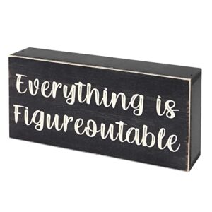 esur home office desk black decor – inspirational farmhouse wooden box sign – everything is figureoutable