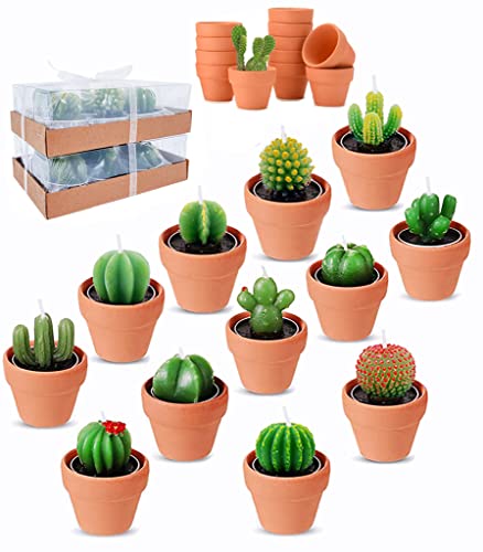 12pcs Cactus Tealight Candles Bridal Shower Gifts Boho Mexican Party Decorations Succulent Candle Mini Tea Light Baby Shower Favors Novelty Fiesta Terrarium Plant Candles Bulk