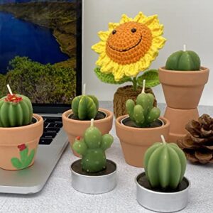 12pcs Cactus Tealight Candles Bridal Shower Gifts Boho Mexican Party Decorations Succulent Candle Mini Tea Light Baby Shower Favors Novelty Fiesta Terrarium Plant Candles Bulk