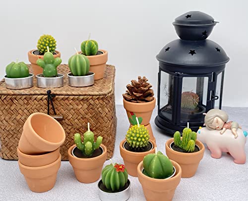 12pcs Cactus Tealight Candles Bridal Shower Gifts Boho Mexican Party Decorations Succulent Candle Mini Tea Light Baby Shower Favors Novelty Fiesta Terrarium Plant Candles Bulk