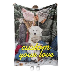 personalized throw blanket in full color, custom blankets with photos, blankets soft for souvenirs and gifts for fathers,family, baby, children (one)