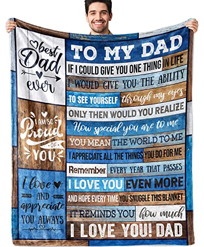 Dad Birthday Gifts for Dad from Daughter Son Best Christmas Dad Gifts Soft Throw Blanket Valentines Day Birthday Gifts for Dad for Bedding Sofa(Dad Gifts, 50 x 60 Inch)