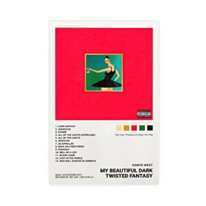 baichu kanye poster west my beautiful dark twisted fantasy album cover poster canvas poster bedroom decor sports landscape office room decor gift unframe:12x18inch(30x45cm)