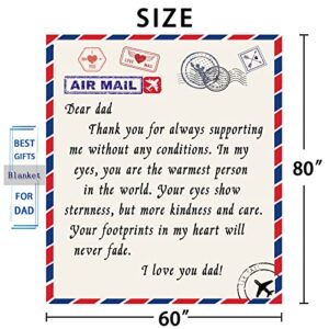 Dad Blanket - Throw Blanket to My Dad, I Love You Dad Gifts from Daughter or Son for Dad, Birthday Gifts for Dad Unique, Air Mail Letter Blanket for Fathers Day