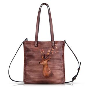 crossbody bag for women leather tote bag handbags hand-painted shoulder bag satchel (coffee)