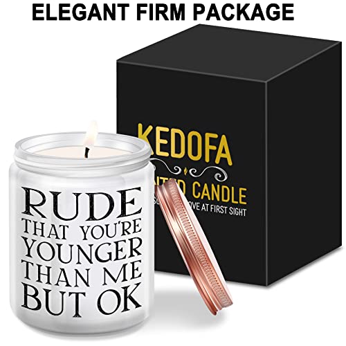 Funny Birthday Gifts for Women Friend Female, Rude That You are Younger Scent Candles, Best 18th 21th 30th 40th Gifts for Sister Bestie Girl Daughter Niece - Lemongrass Sage