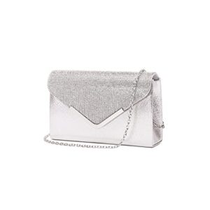 lam gallery rhinestone evening clutch handbag bling silver crystal bridal purse wedding cocktail party bag(silver)