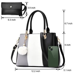 Women Handbags Large Tote Shoulder Bag Crossbody Bag for Women Color Stitching Top Handle Satchel Hobo 2pcs Purse Set Pink