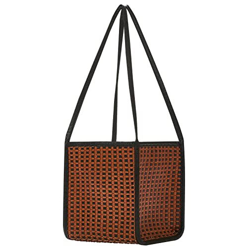 KWANI 2201 Handmade Weaving Tote Shoulder Bags for Women and Ladies (Black)