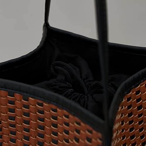 KWANI 2201 Handmade Weaving Tote Shoulder Bags for Women and Ladies (Black)