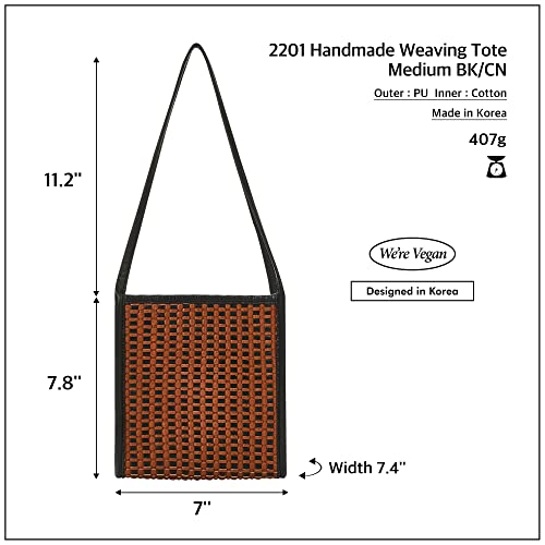 KWANI 2201 Handmade Weaving Tote Shoulder Bags for Women and Ladies (Black)