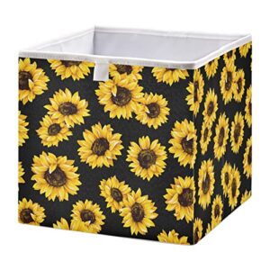 runningbear black sunflowers storage basket storage bin square collapsible toy bins cloth baskets containers organizer for closet shelf car