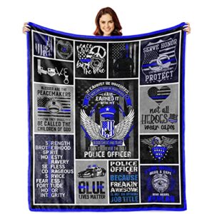 police officer gifts blanket gifts for policeman birthday gifts for policeman gift ideas for police officer dad son husband boyfriend ultra-soft flannel plush throw blankets 50″x60″