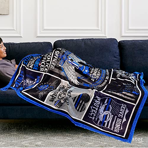 Police Officer Gifts Blanket Gifts for Policeman Birthday Gifts for Policeman Gift Ideas for Police Officer Dad Son Husband Boyfriend Ultra-Soft Flannel Plush Throw Blankets 50"x60"